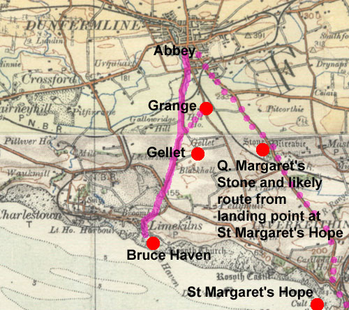 Map of area south of  Dunfermline.  Based on 1913 OS  map with thanks