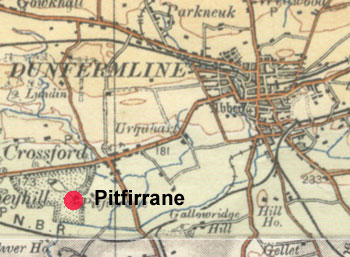 Map of Pitfirrane area.  Based on 1913 OS  map with thanks