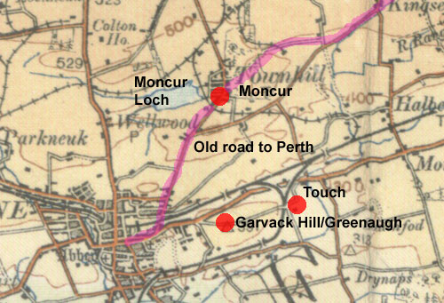 Map of area north of Dunfermline.  Based on 1913 OS  map with thanks