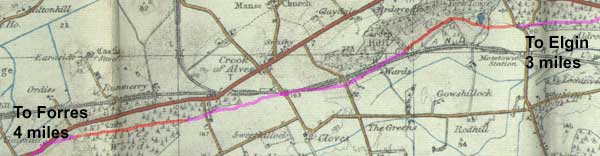 The old road between Elgin and Forres, part of which was worked on by the military